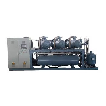 Sistema de refrigeração a parafuso com múltiplos compressores de alta capacidade Unidade de condensação com porta-compressores de alta capacidade para frigoríficos